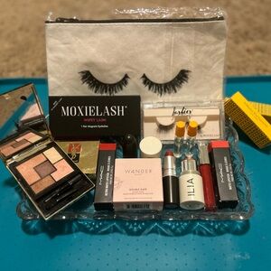 LUX BEAUTY BASKET! Brand new makeup, lashes, and perfume with makeup bag